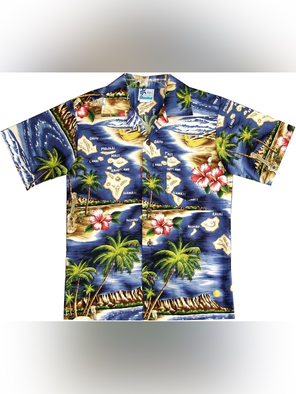 RJC Hawaiiabn Hibiscus Island Button Up Shirt
